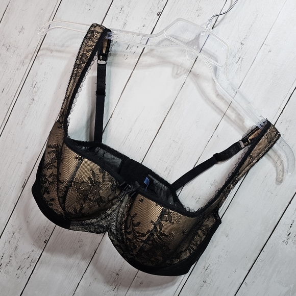 Lavinia Lingerie Brigitte Balcony Bra Black Size 38DD/E Lace Overlay Underwire. - Picture 4 of 10